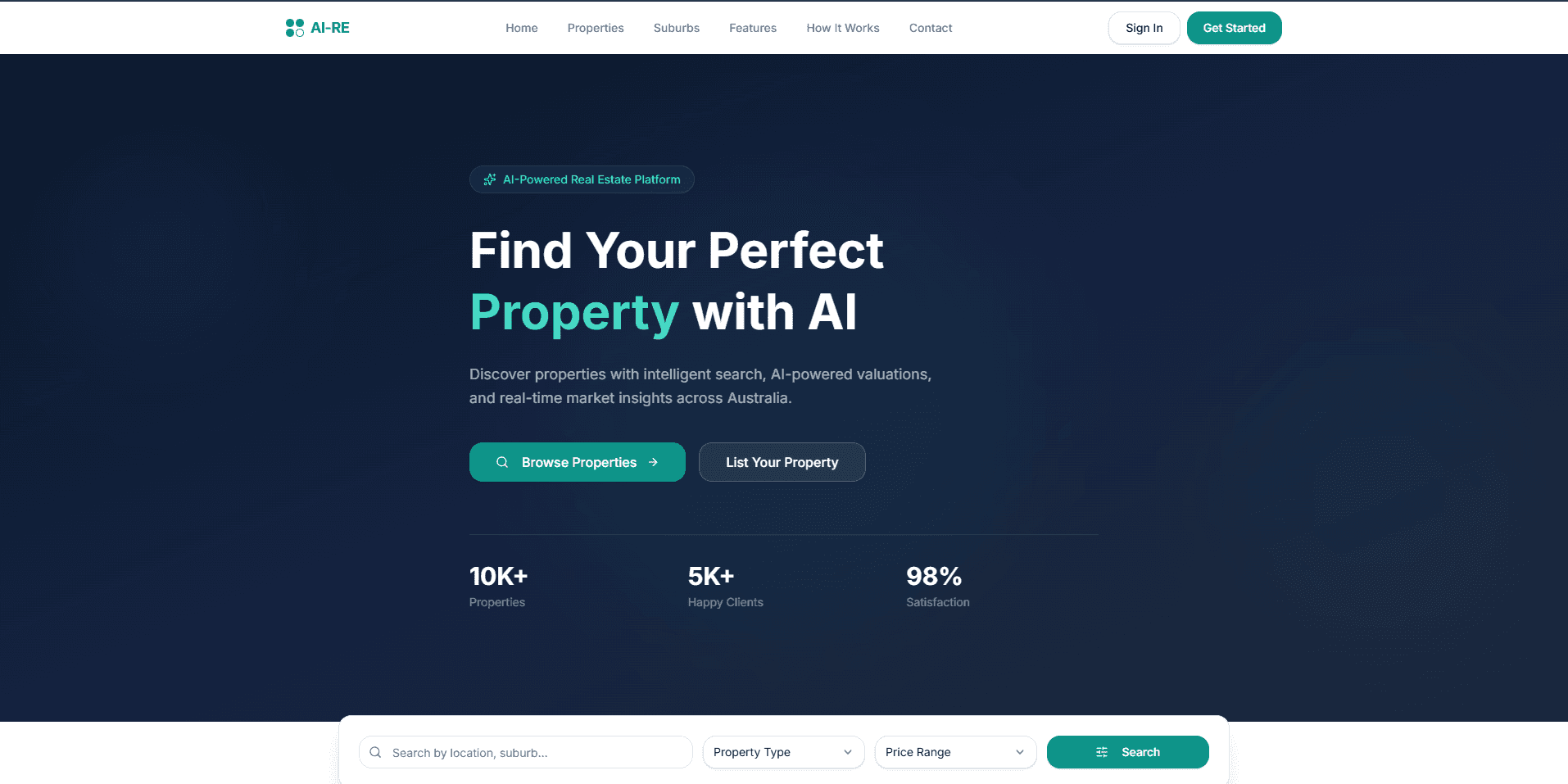 AI-RE real estate platform interface