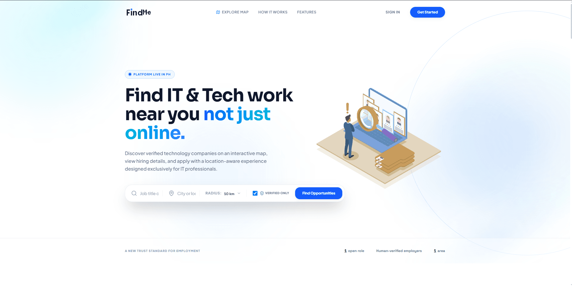 FindMe recruitment platform interface
